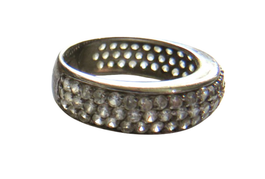 Stylish Ladies Sterling Silver & CZ Ring UK Size M