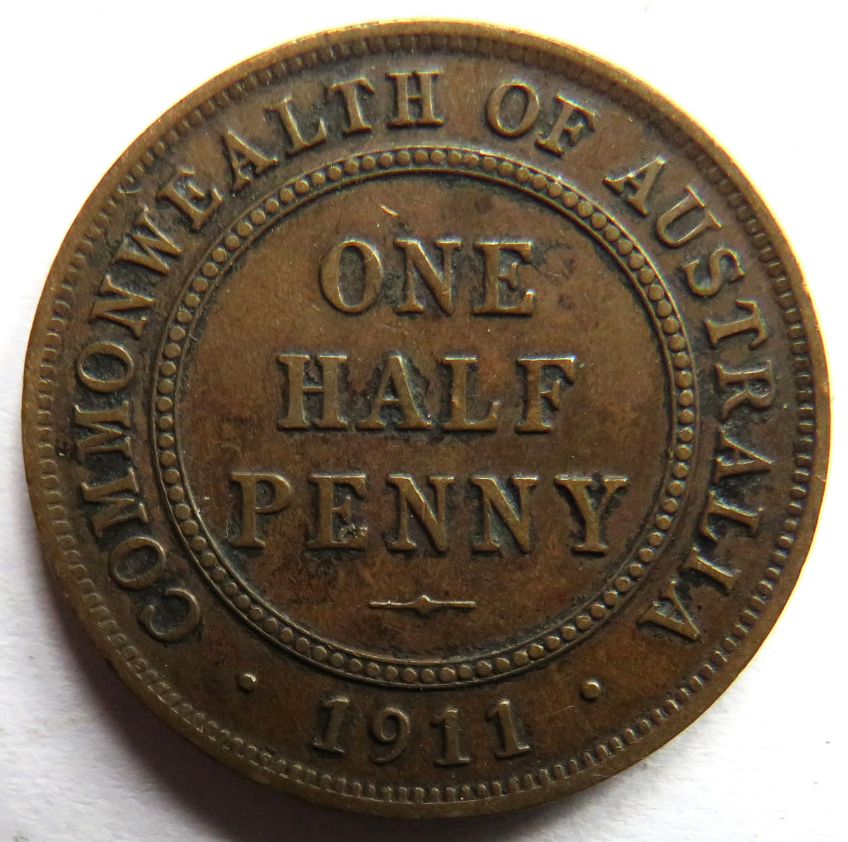 1911 King George V Australia Halfpenny Coin