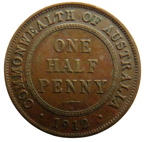 1912-H King George V Australia Halfpenny Coin image 1
