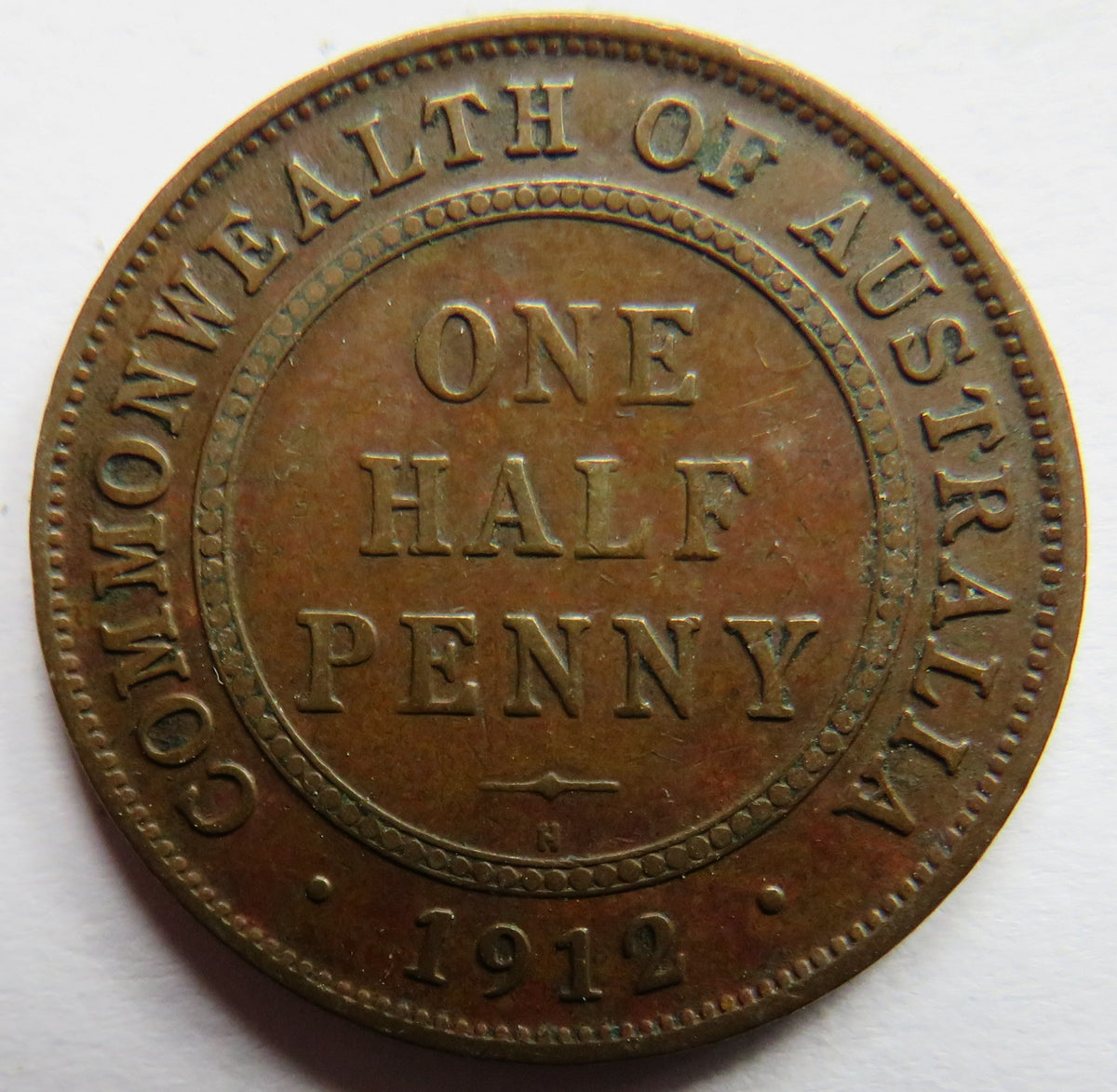 1912-H King George V Australia Halfpenny Coin image 2