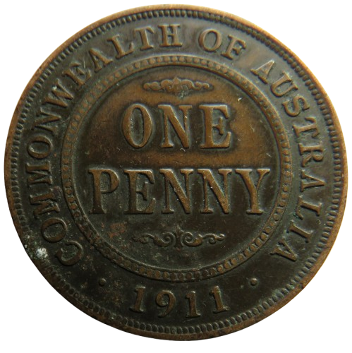 1911 King George V Australia One Penny Coin
