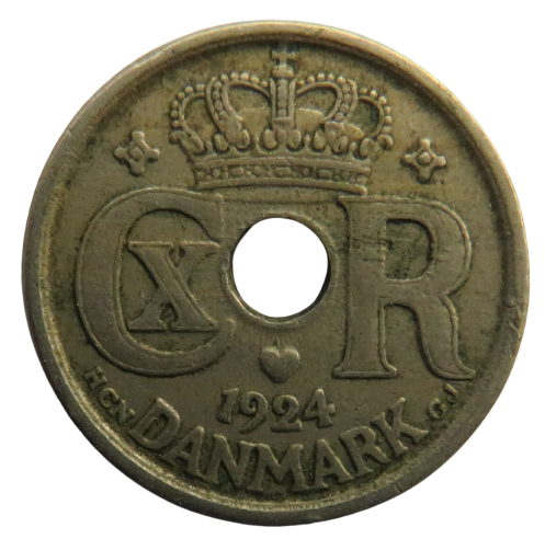 1924 Denmark 10 Ore Coin