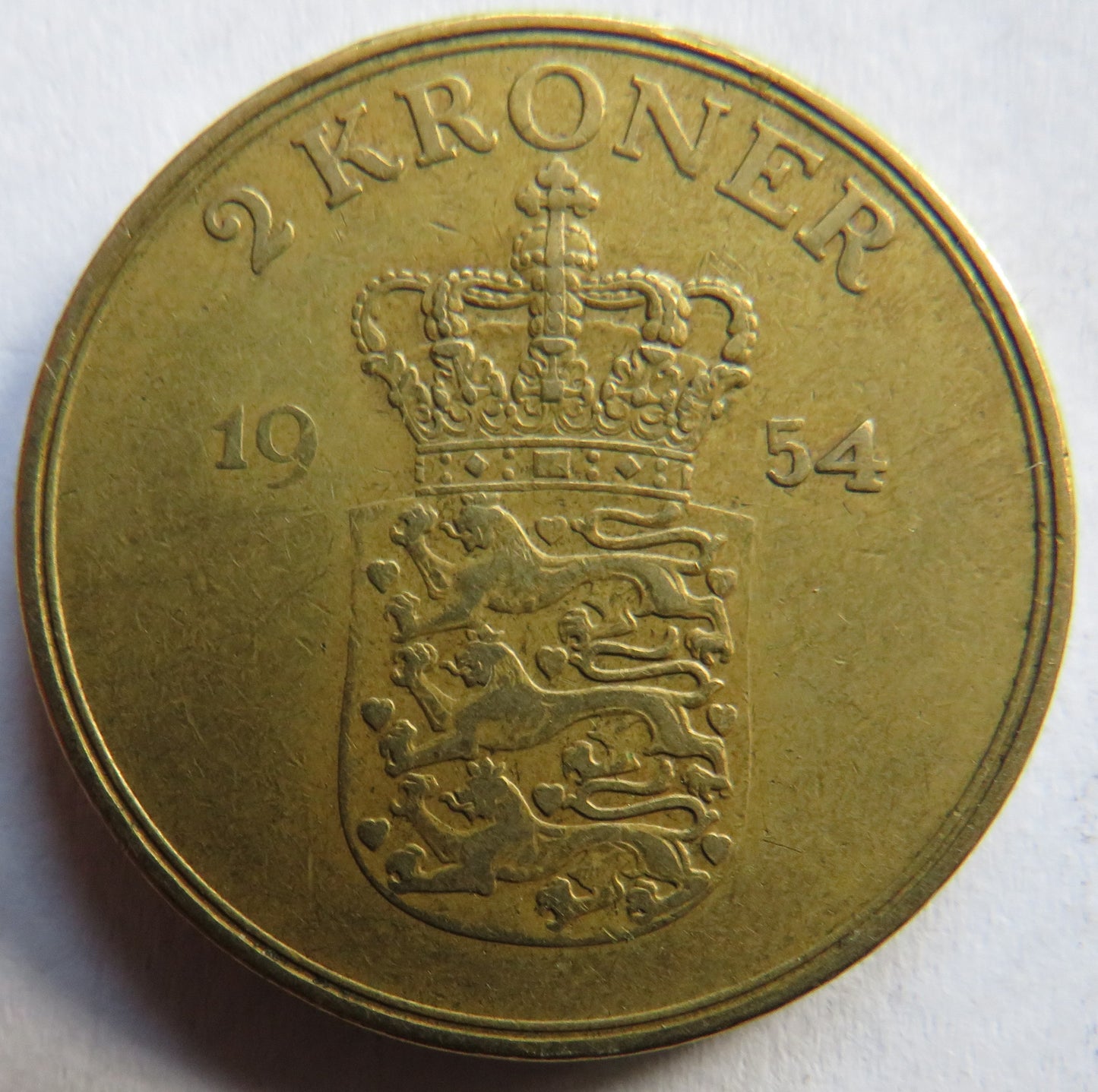 1954 Denmark 2 Kroner Coin