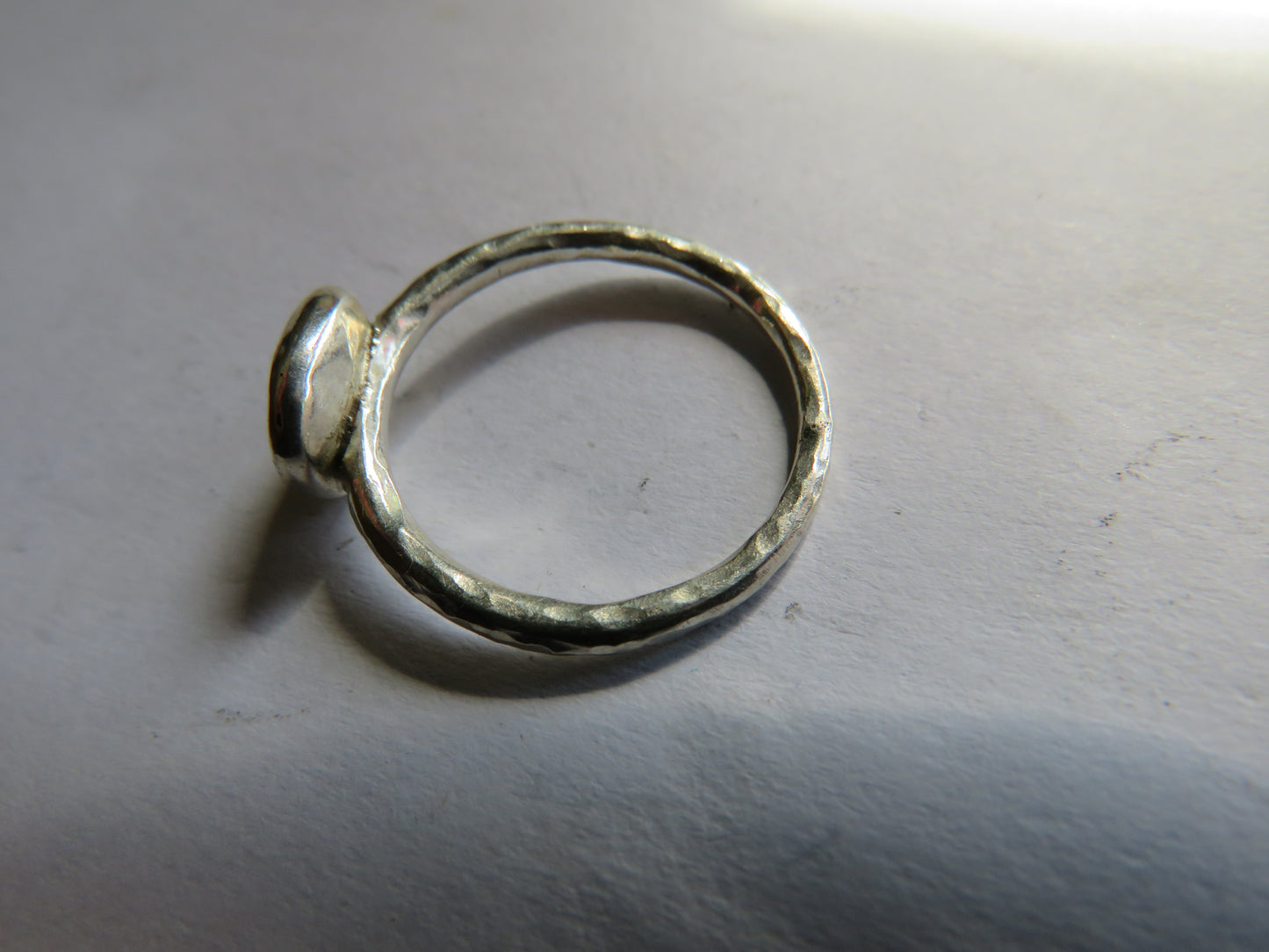 Ladies Sterling Silver & Orange Stone Ring - UK Size N & 1/2