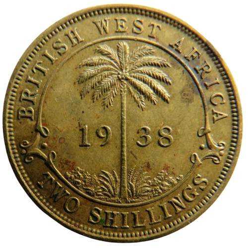 1938 King George VI British West Africa 2 Shillings Coin