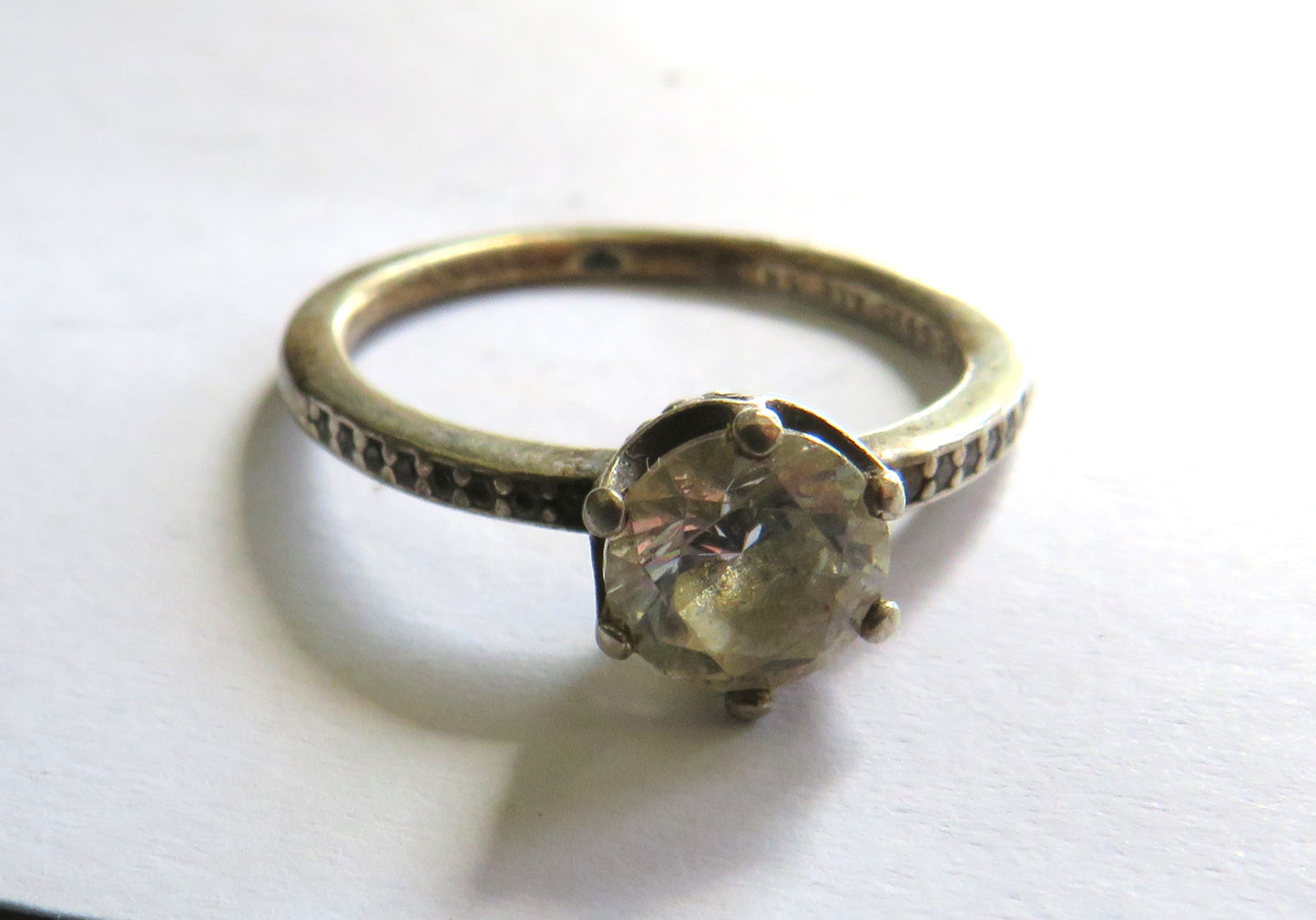 Stylish Ladies Sterling Silver & CZ Ring By Pandora - UK Size L & 1/2