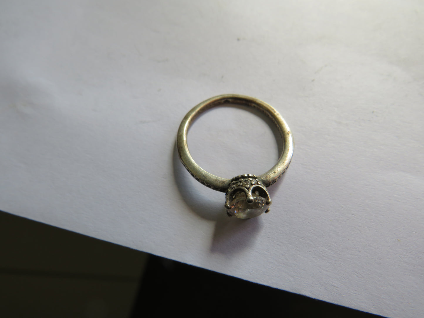 Stylish Ladies Sterling Silver & CZ Ring By Pandora - UK Size L & 1/2