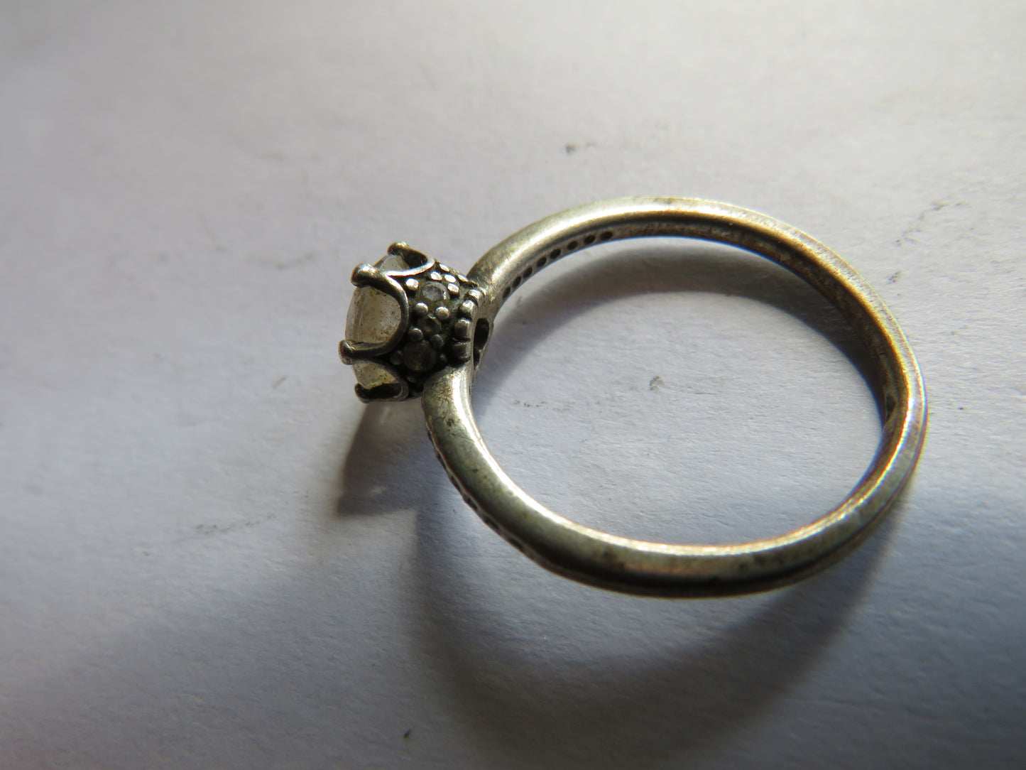 Stylish Ladies Sterling Silver & CZ Ring By Pandora - UK Size L & 1/2