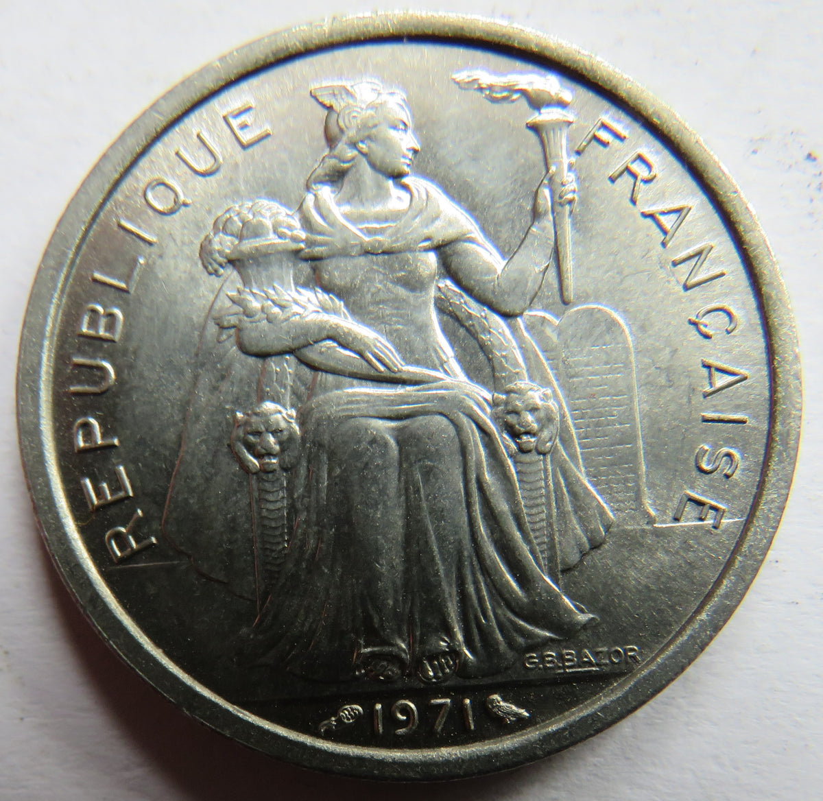 1971 New Caledonia 2 Francs Coin Unc