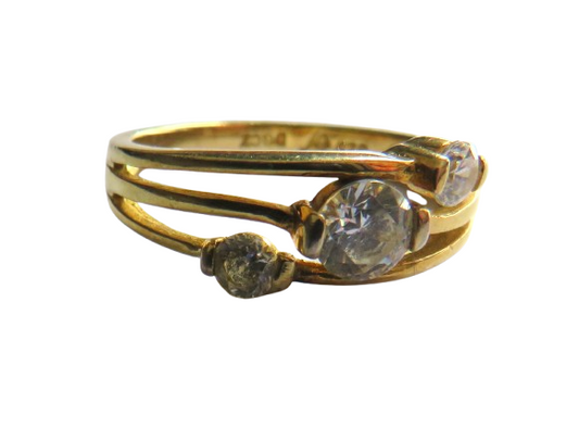 Stylish Ladies Gold Plated Sterling Silver & DQCZ Ring - UK Size L