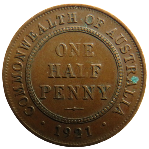 1921 King George V Australia Half-penny Coin