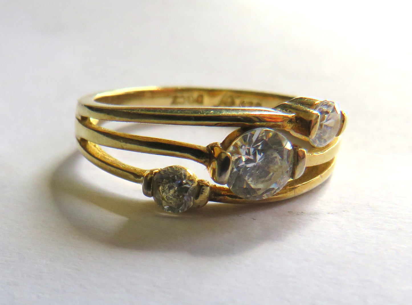 Stylish Ladies Gold Plated Sterling Silver & DQCZ Ring - UK Size L