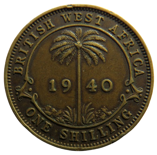 1940 King George VI British West Africa One Shilling Coin