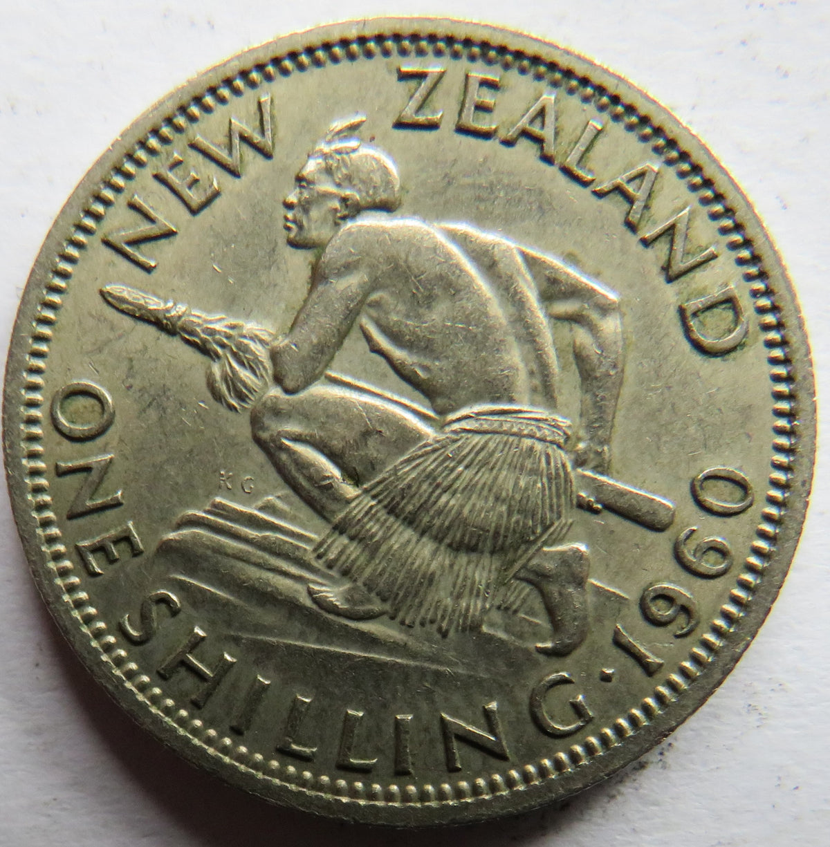 1960 Queen Elizabeth II New Zealand One Shilling Coin