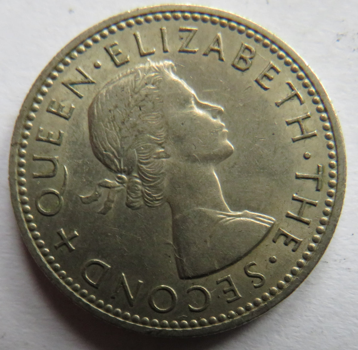 1960 Queen Elizabeth II New Zealand One Shilling Coin
