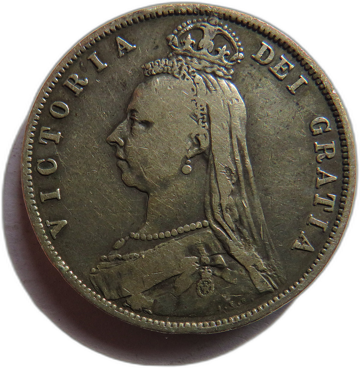 1887 Queen Victoria Jubilee Head Silver Halfcrown Coin - Great Britain