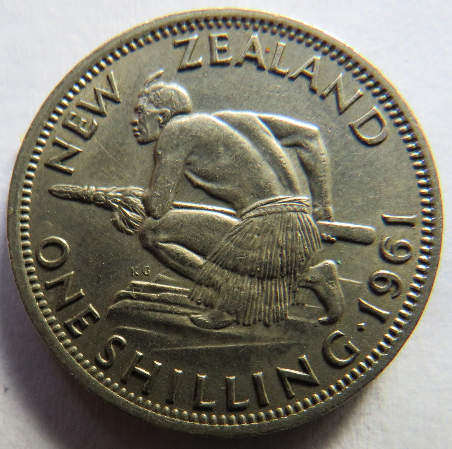 1961 Queen Elizabeth II New Zealand One Shilling Coin