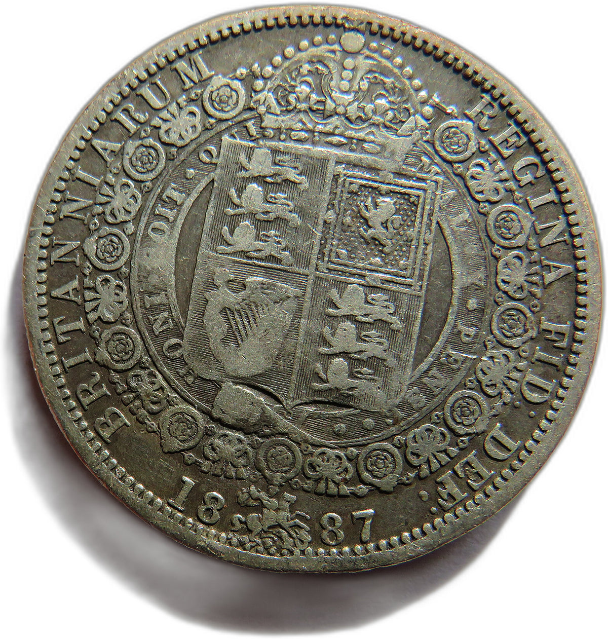 1887 Queen Victoria Jubilee Head Silver Halfcrown Coin - Great Britain