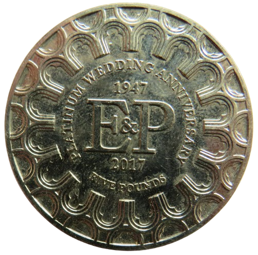2017 Jersey £5 Five Pound Coin - Platinum Wedding Anniversary