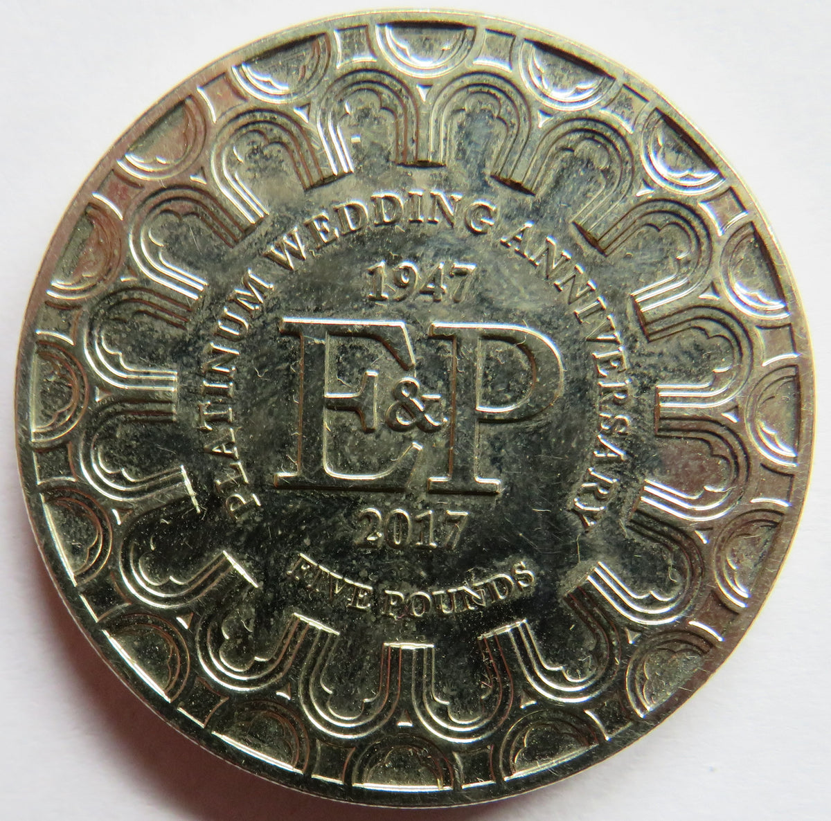 2017 Jersey £5 Five Pound Coin - Platinum Wedding Anniversary