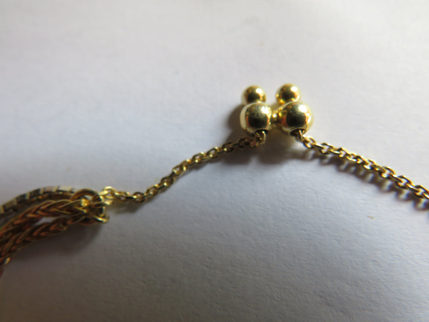 Stylish Ladies 3 Strand Sterling Silver Bracelet Gold, Silver, Bronze