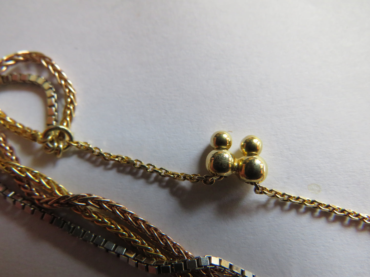 Stylish Ladies 3 Strand Sterling Silver Bracelet Gold, Silver, Bronze