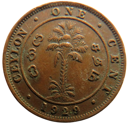 1929 King George V Ceylon One Cent Coin