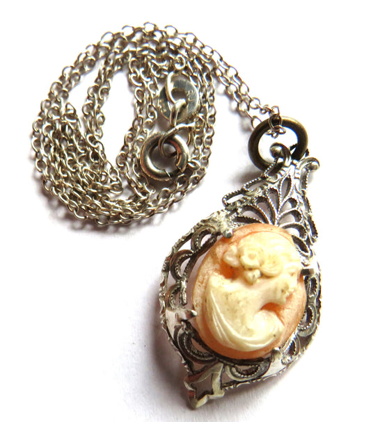 Sterling Silver Ladies Necklace & Cameo Pendant