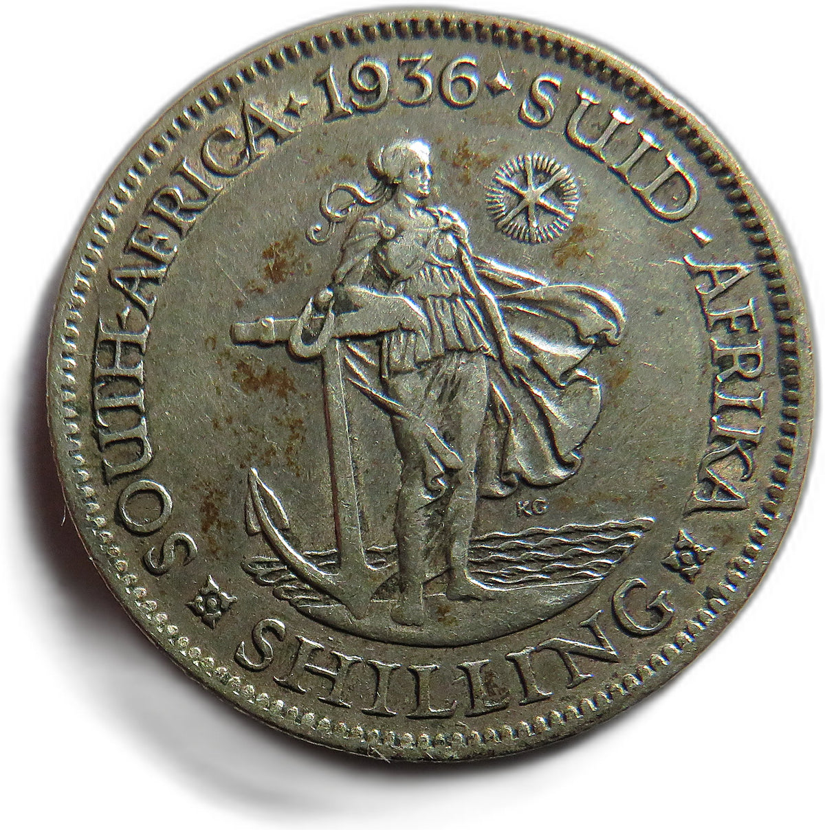 1936 King George V South Africa Silver Shilling Coin