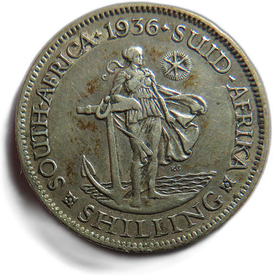 1936 King George V South Africa Silver Shilling Coin