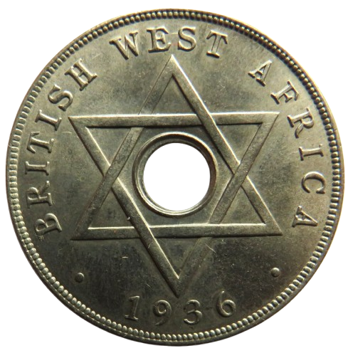 1936-KN British West Africa One Penny Coin In High Grade image 1