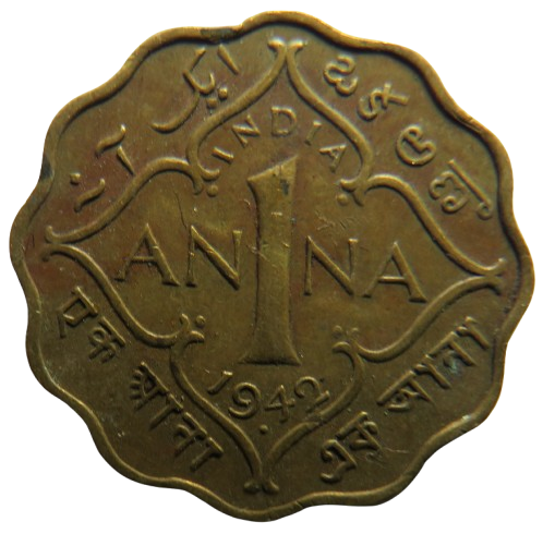 1942 King George VI India One Anna Coin