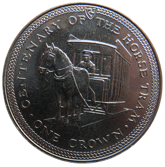 1976 Isle of Man Commemorative Crown Coin Horse Tram