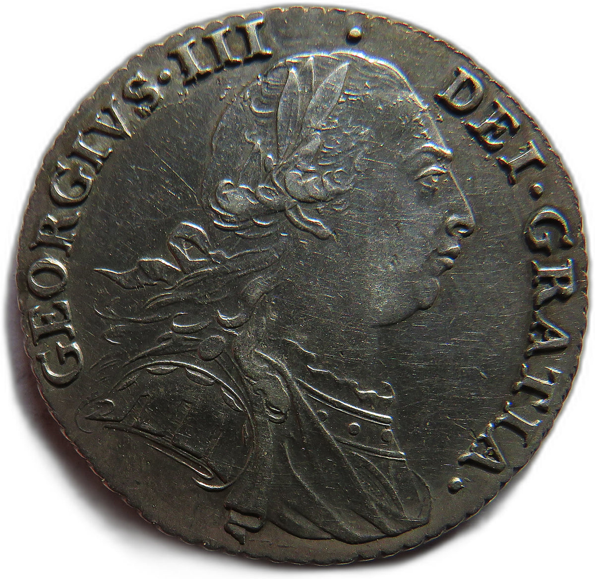 1787 King George III Silver Shilling Coin (With Hearts) - Great Britain