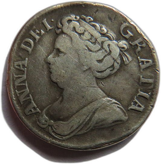 1711 Queen Anne Silver Shilling Coin - Great Britain