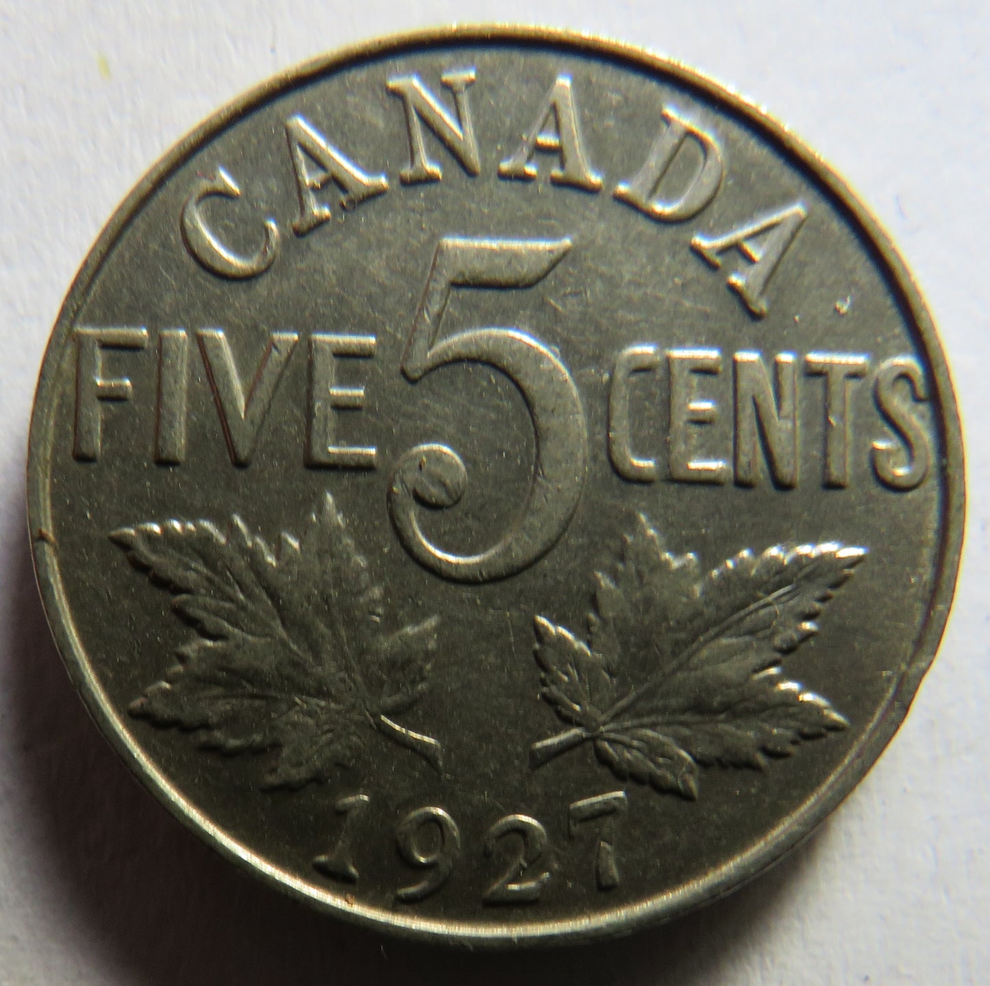 1927 King George V Canada 5 Cents Coin