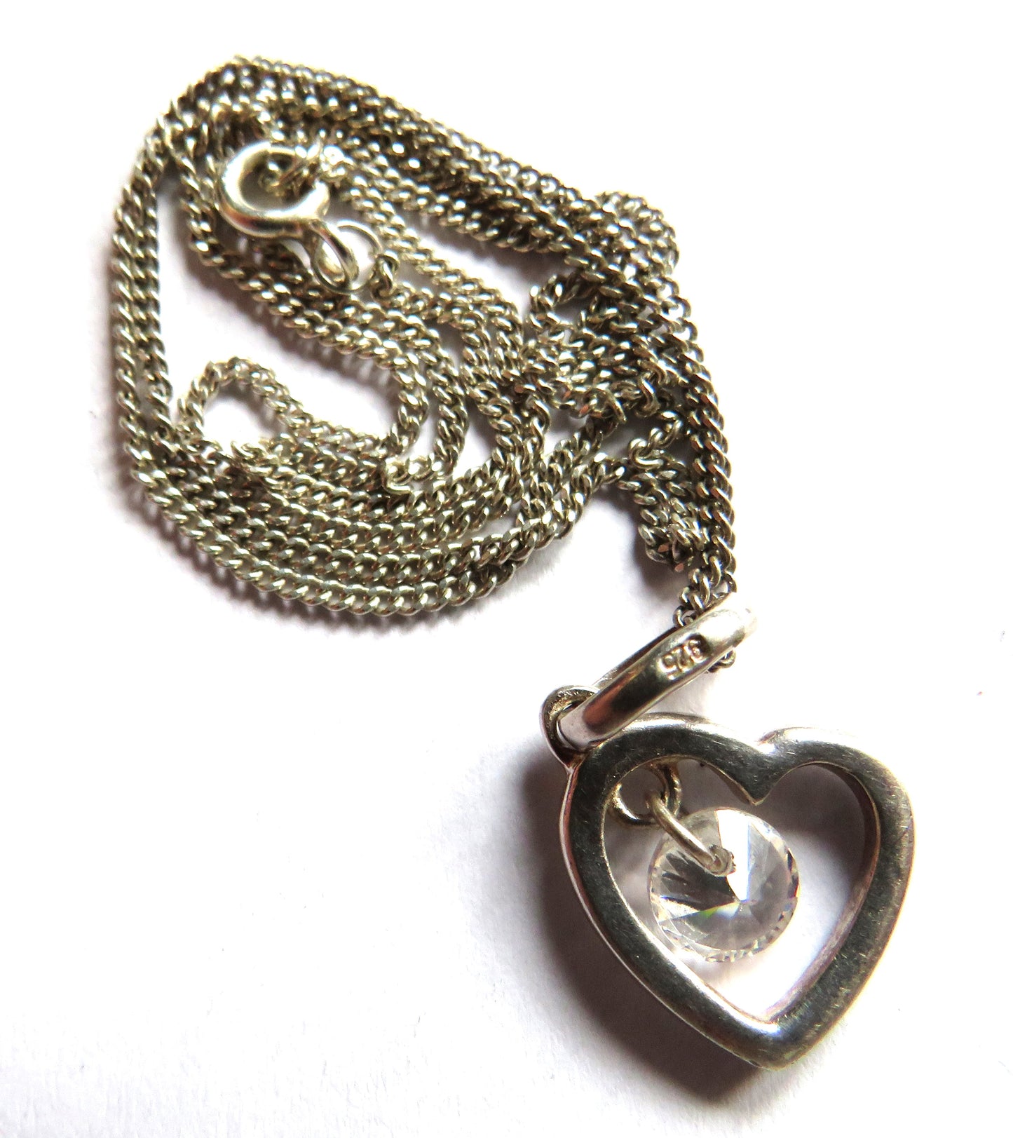 Stylish Ladies Sterling Silver Necklace & Heart Shaped Pendant