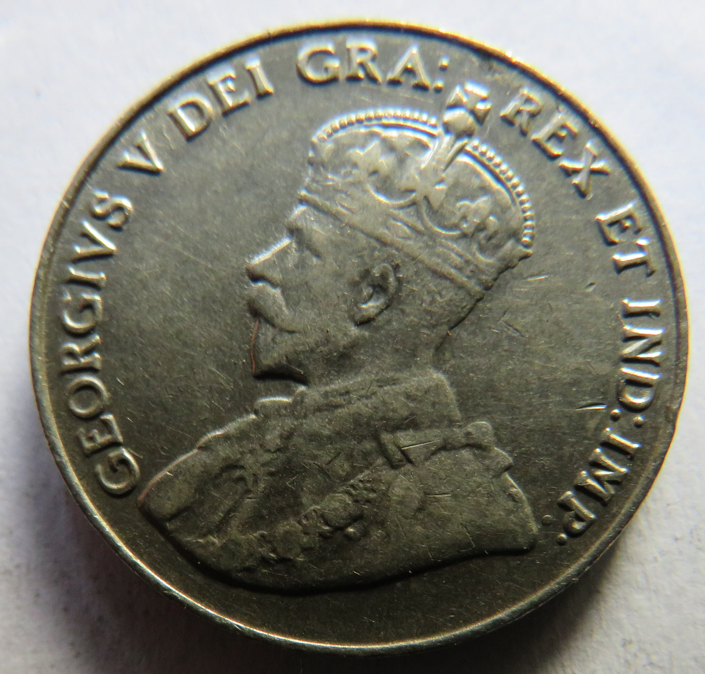 1927 King George V Canada 5 Cents Coin