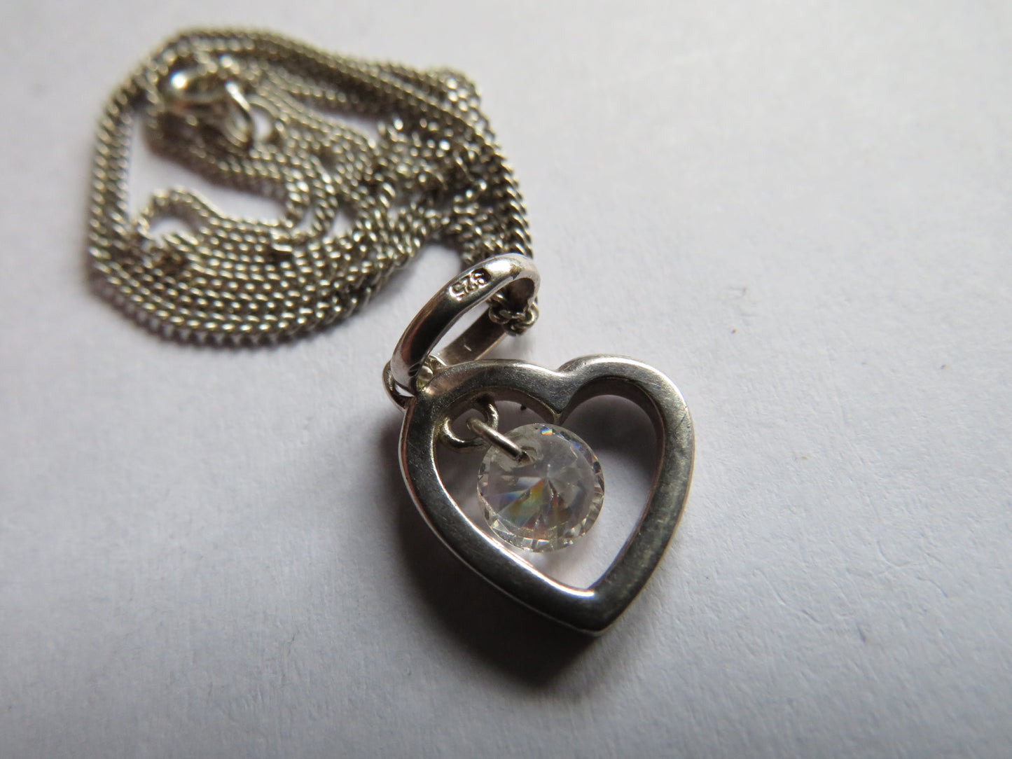 Stylish Ladies Sterling Silver Necklace & Heart Shaped Pendant