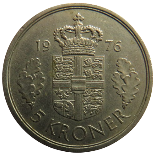 1976 Denmark 5 Kroner Coin