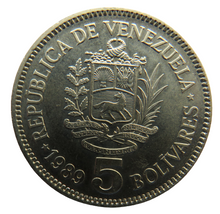 Load image into Gallery viewer, 1989 Venezuela 5 Bolivares Coin
