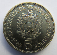 Load image into Gallery viewer, 1989 Venezuela 5 Bolivares Coin
