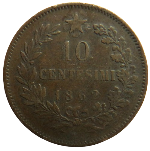 1862 Italy 10 Centesimi Coin image 1