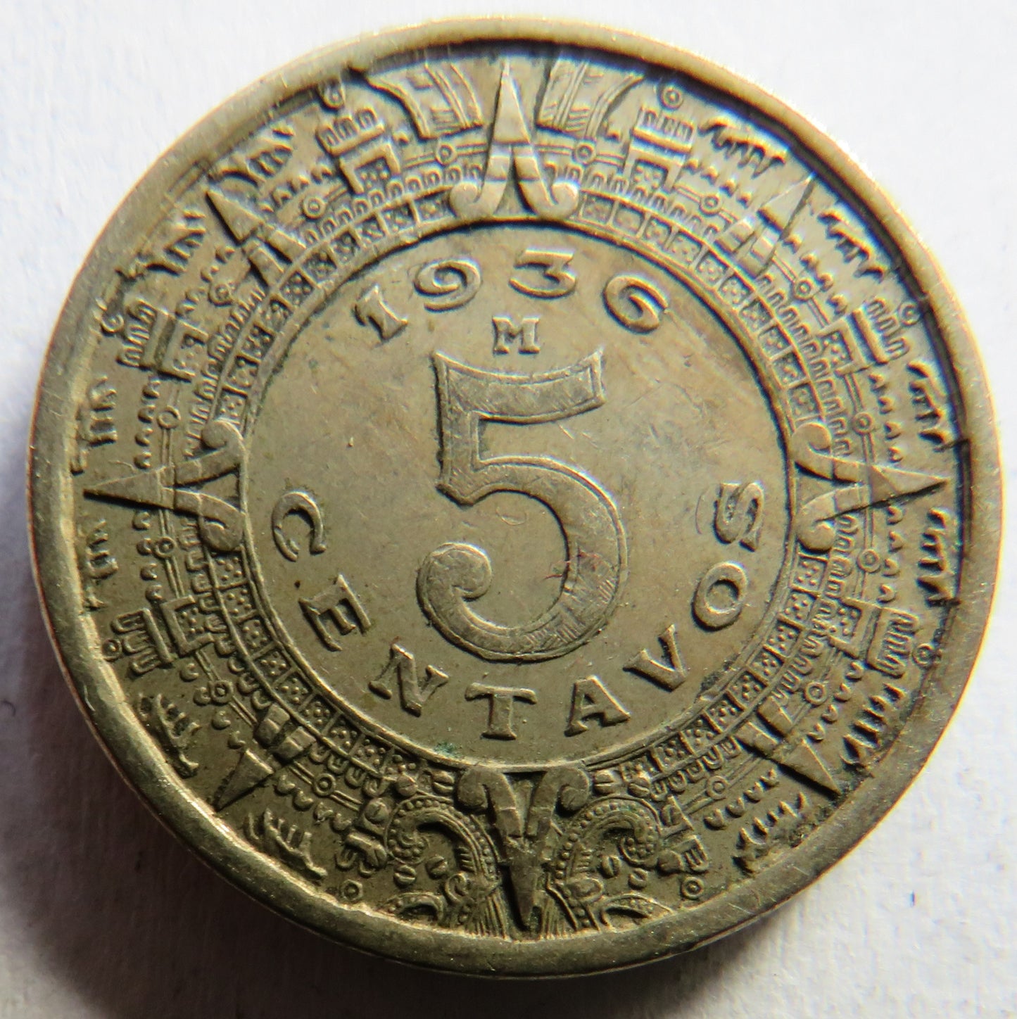 1936 Mexico 5 Centavos Coin
