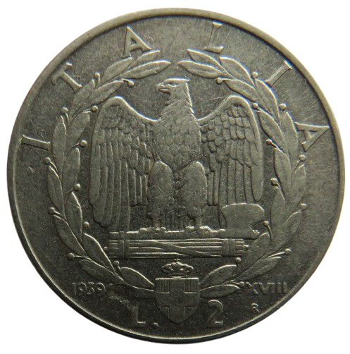 1939 Italy 2 Lire Coin