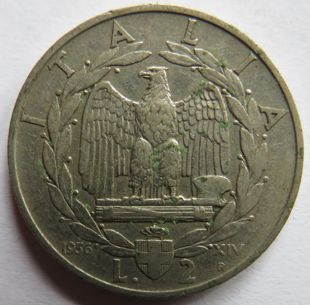1936 Italy 2 Lire Coin Key Date