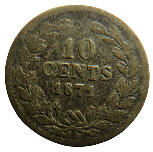 1871 Netherlands Silver 10 Cents Coin