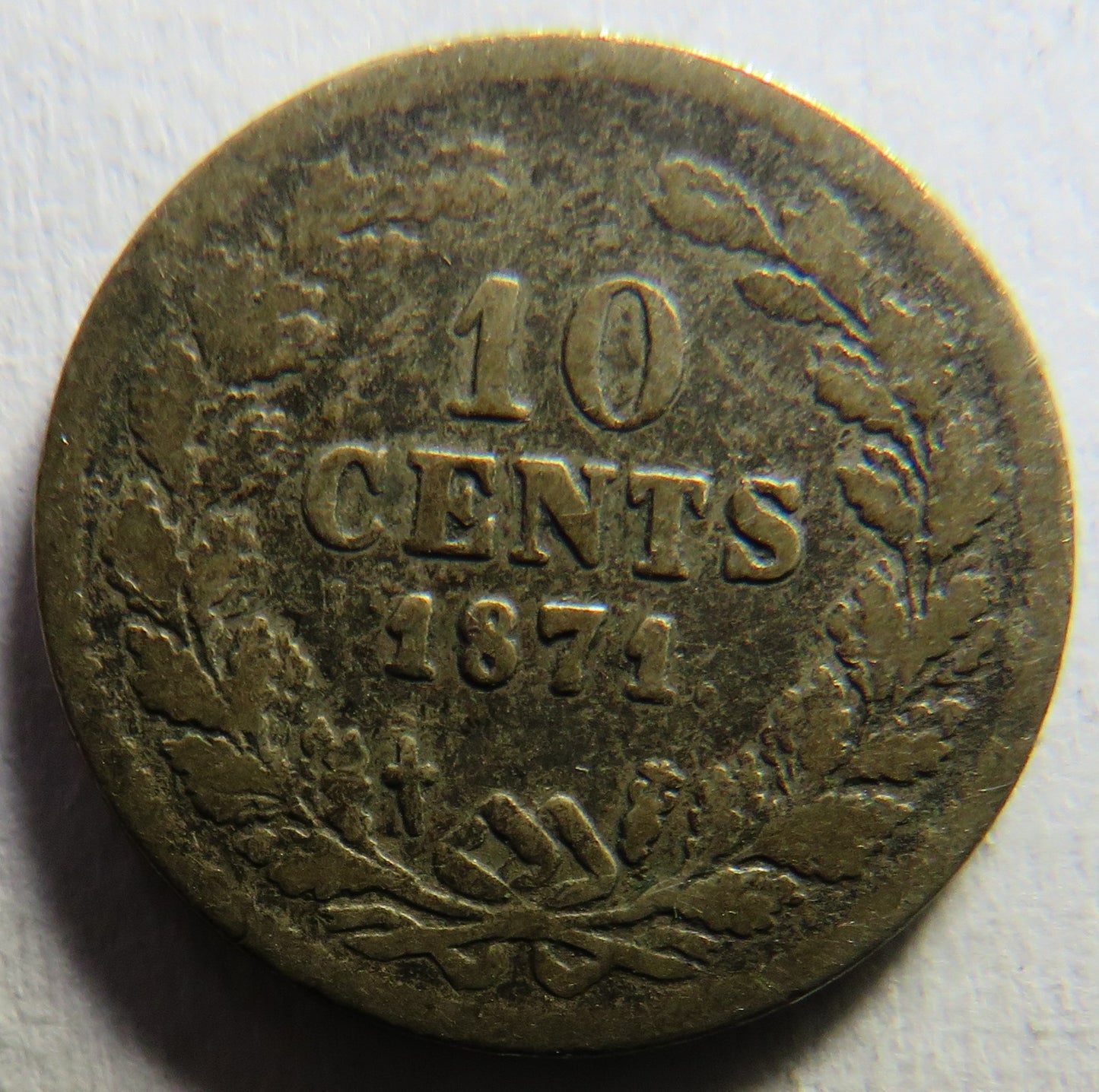 1871 Netherlands Silver 10 Cents Coin