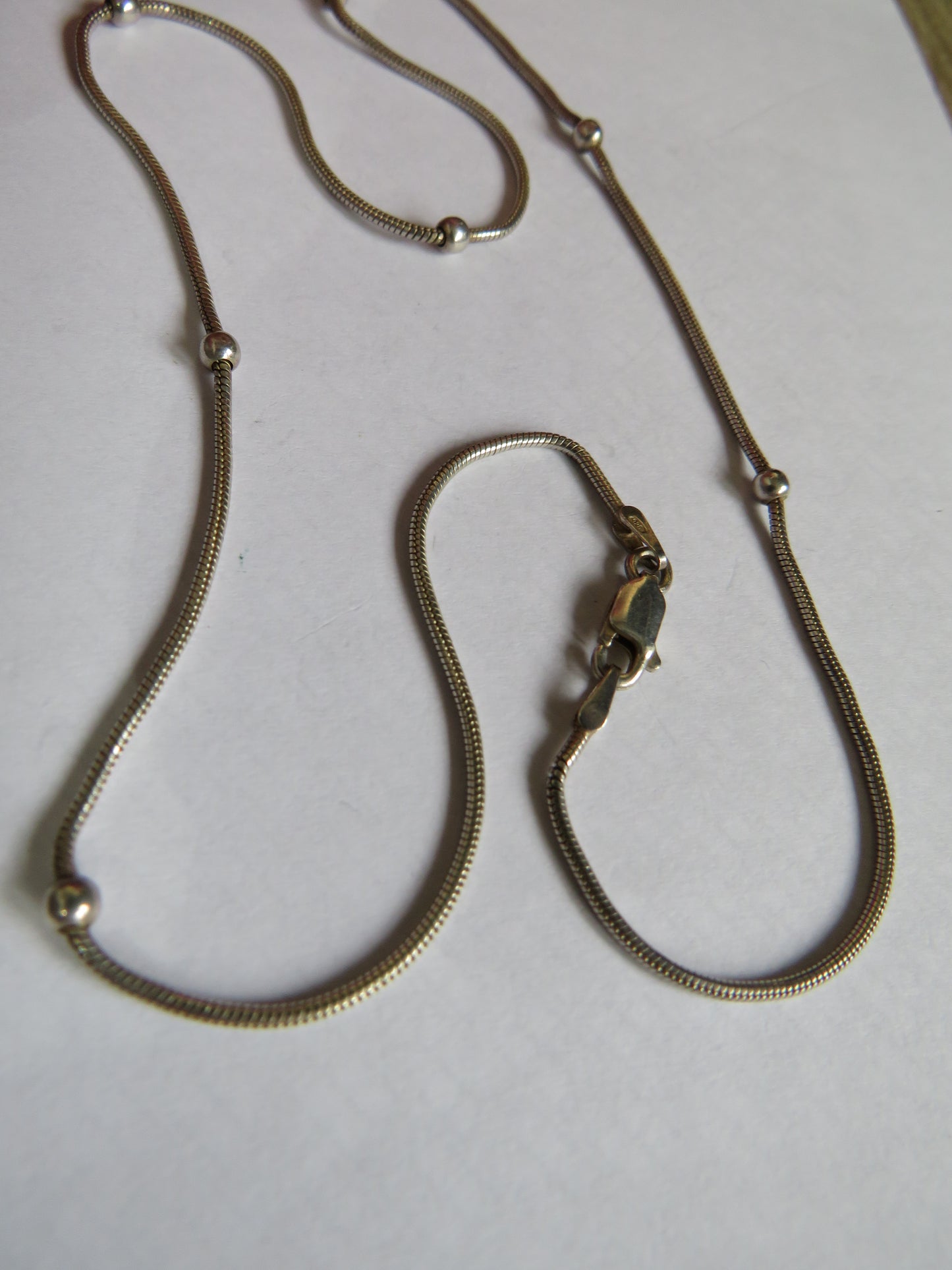 Ladies Sterling Silver Necklace In Beaded Style