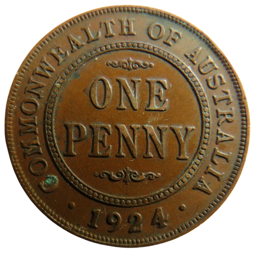1924 King George V Australia One Penny Coin